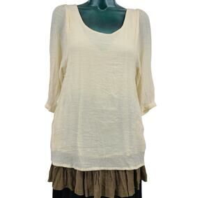 Oh My Julian Cream Layered A line Tunic Top Size S Minimalist Boho Chic 2878